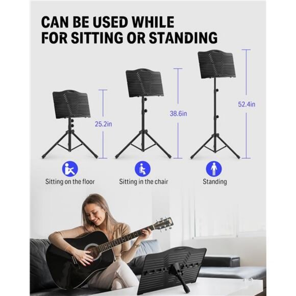Sheet Music Stand with Light, DMS-1 Portable Metal Music Stand, Tabletop - Picture 2 of 7
